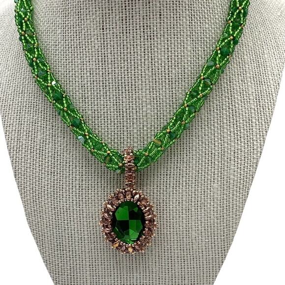 Crystal rope necklace with bezeled crystal pendant New! An OilNana creation - Picture 5 of 7